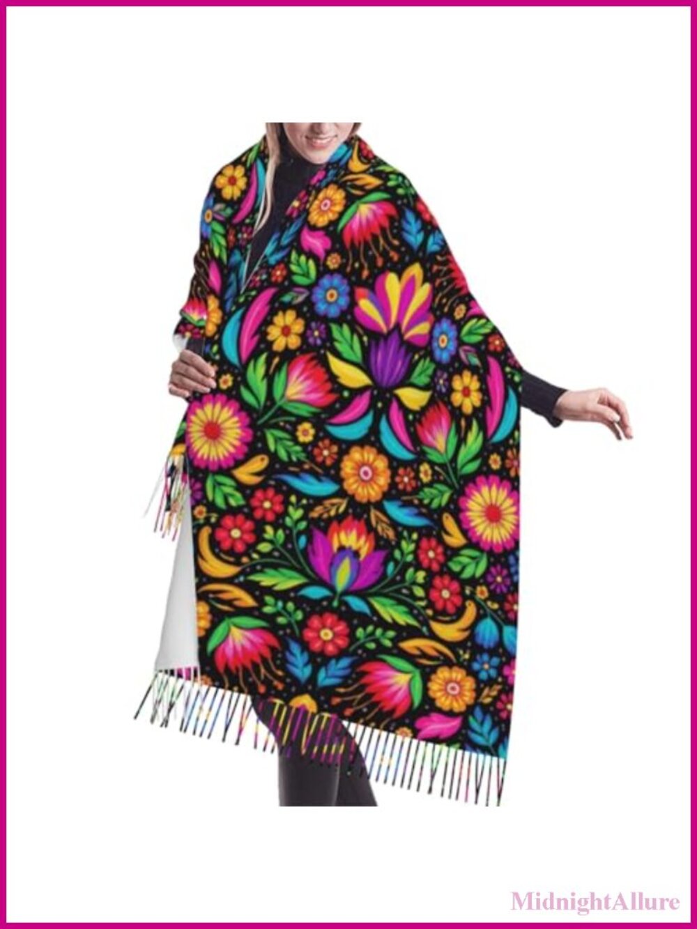 Faux Cashmere Pashmina Shawl Wrap Fringe Scarf for Wedding Travel Party